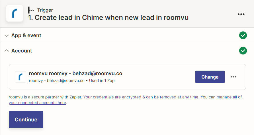 Integrating Roomvu and Chime CRM with Zapier